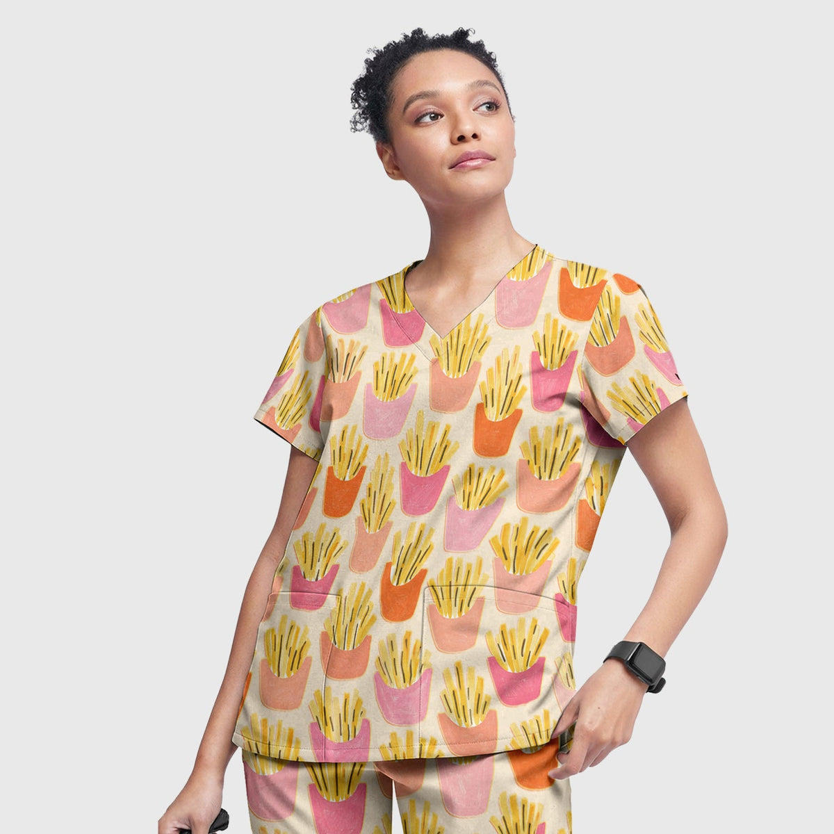 French Fries Nurse Scrub Set