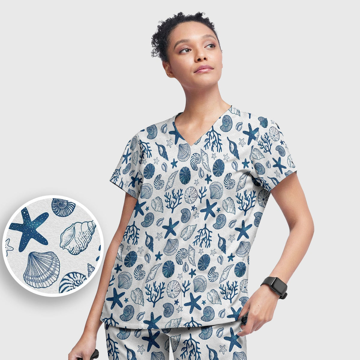 Ocean Shell Starfish Nurse Scrub Set
