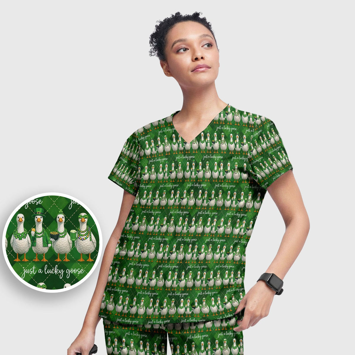 Lucky Goose Argyle Nurse Scrub Set - St Patricks Day Gift