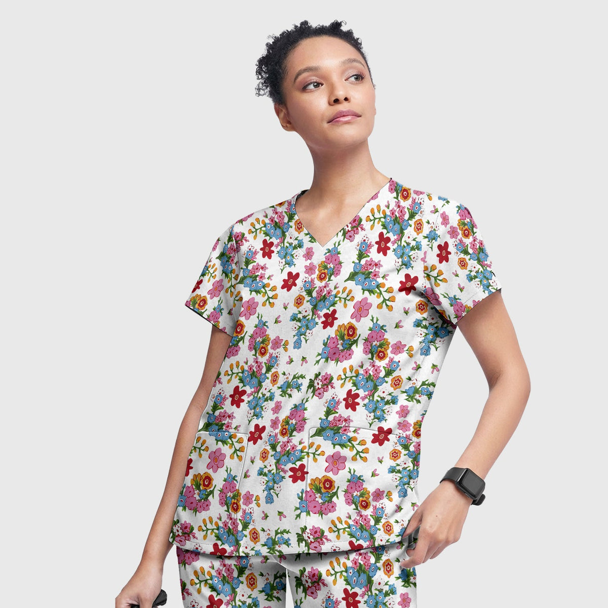 Vintage Floral Bouquet Nurse Scrub Set