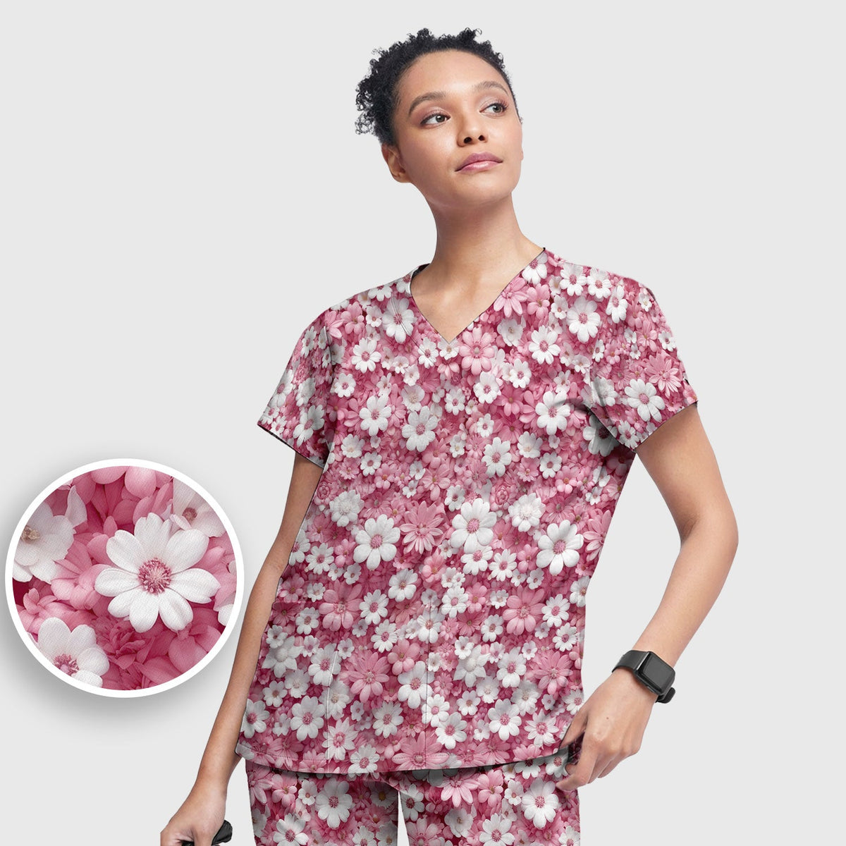 Daisy Flower Bloom Nurse Scrub Set
