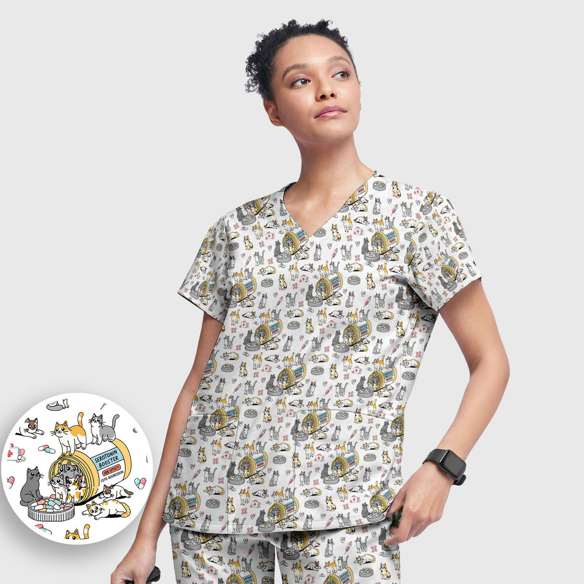 Cat Serotonin Booster Nurse Scrub Set