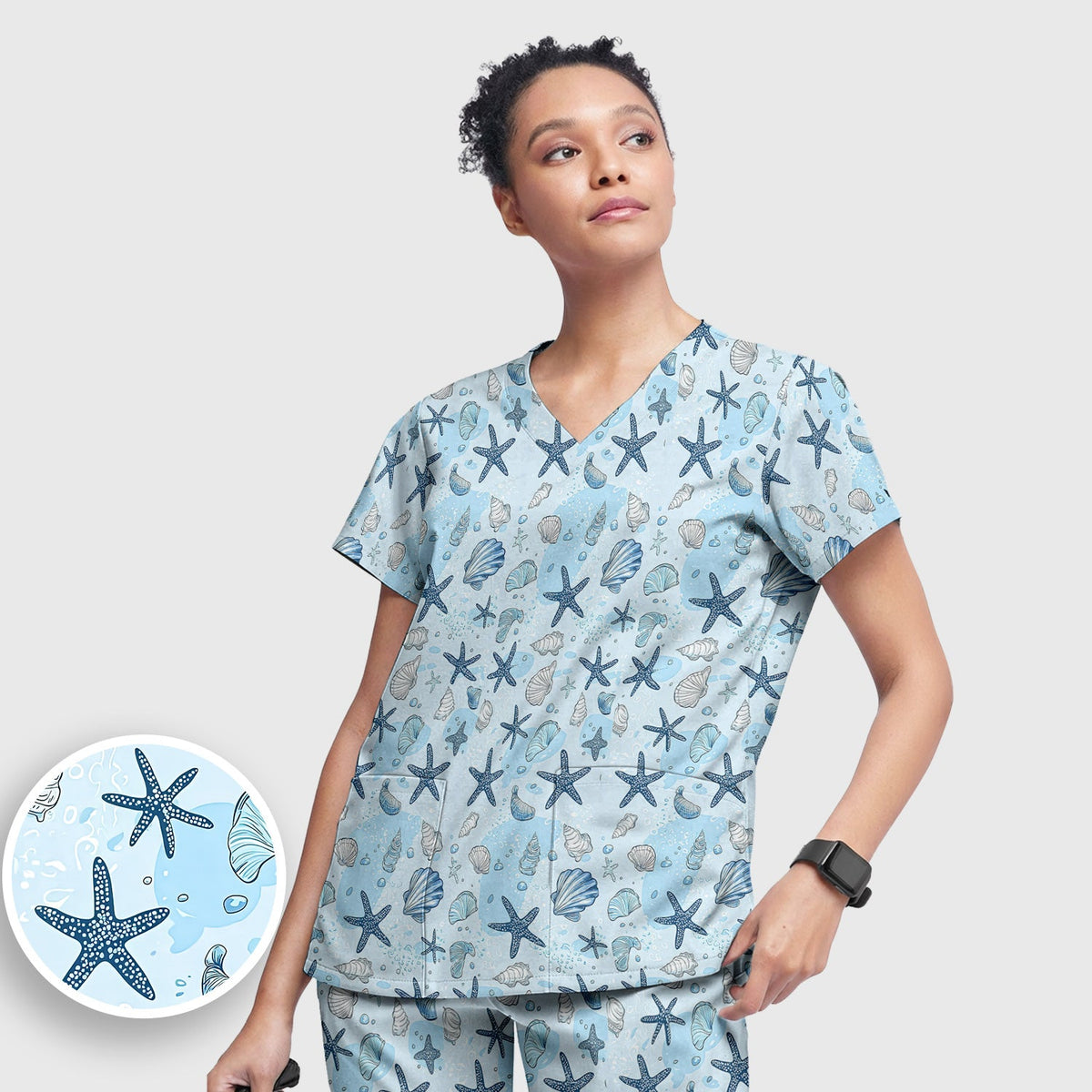 Ocean Shell Starfish Nurse Scrub Set