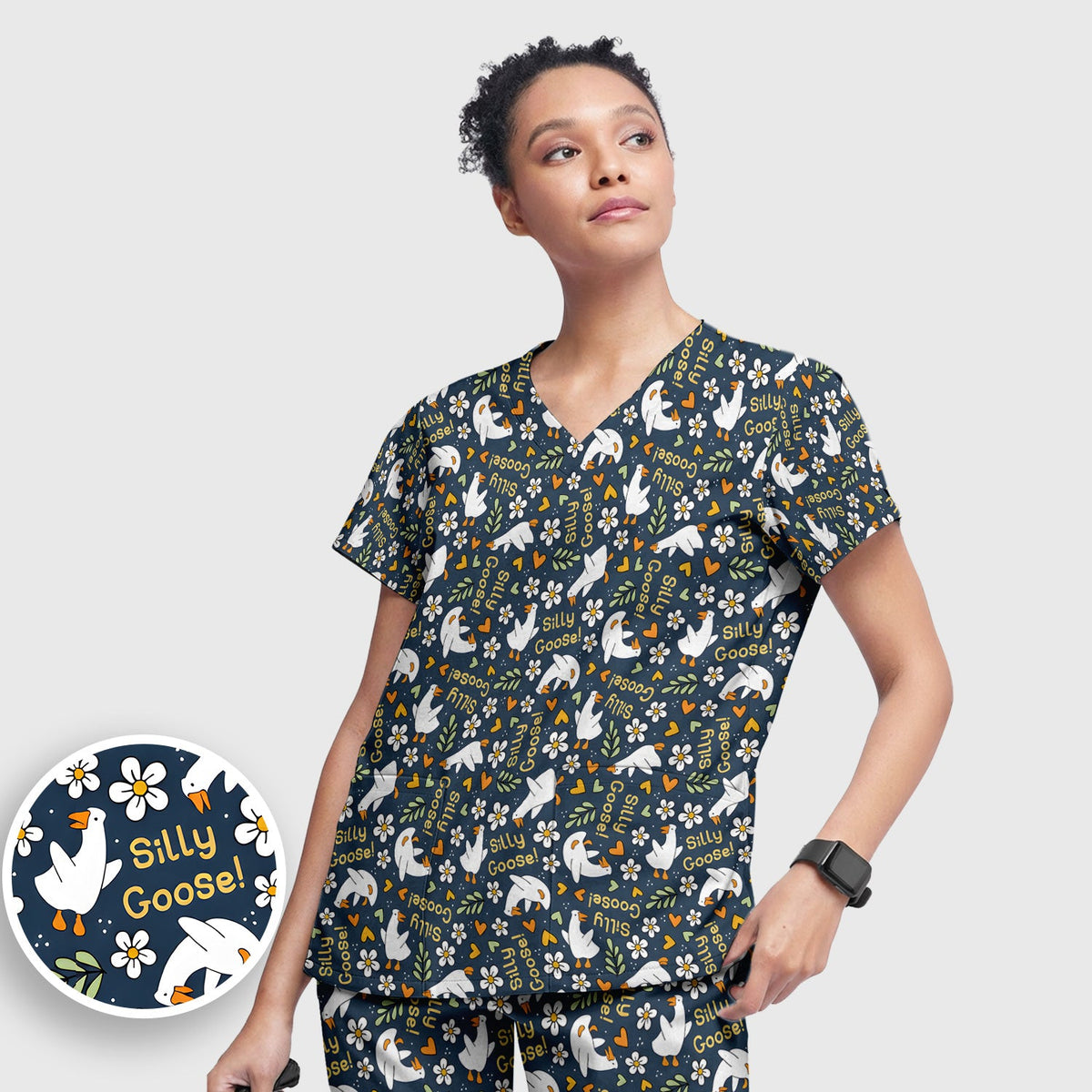 Silly Goose Floral Nurse Scrub Set