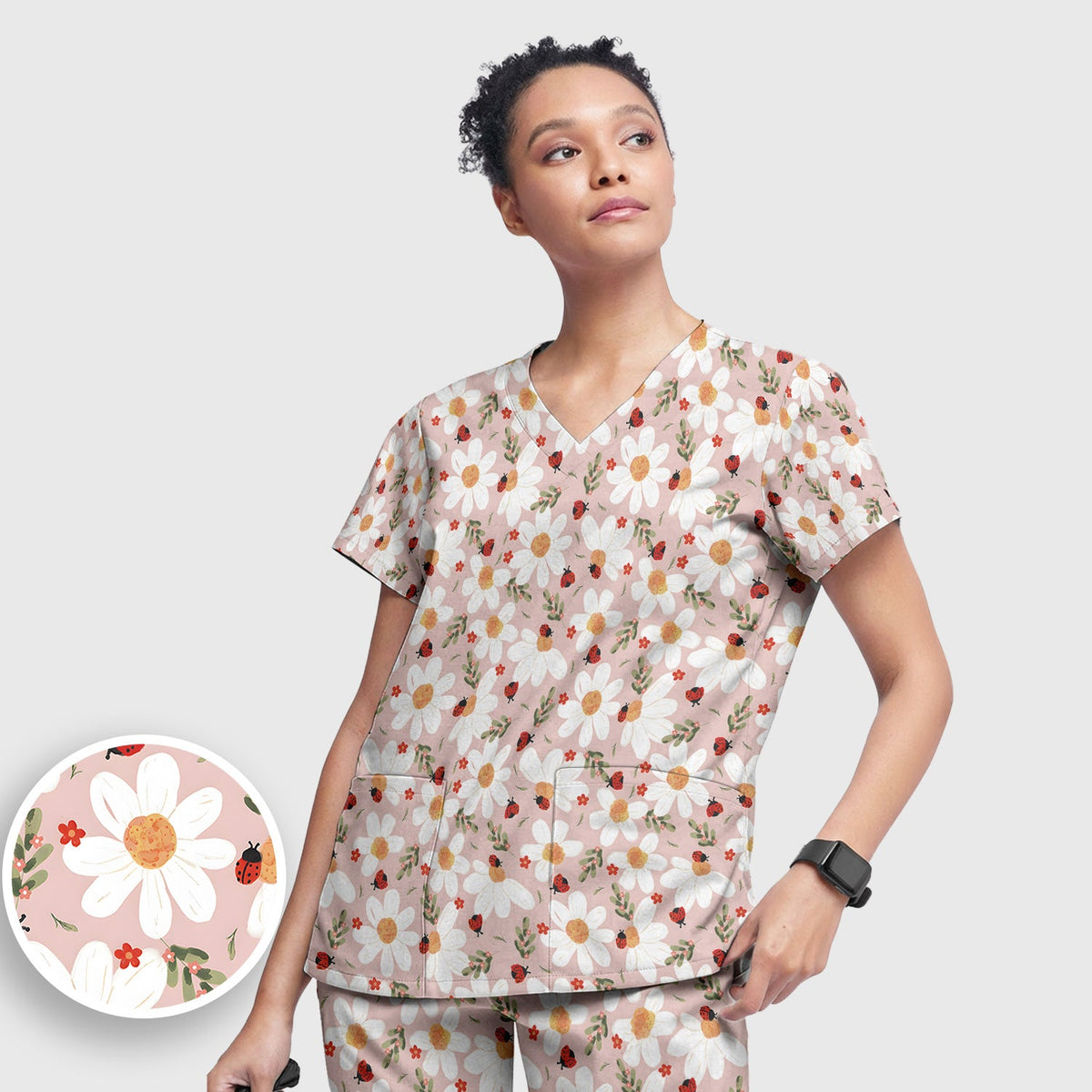 Daisy Ladybug Garden Nurse Scrub Set