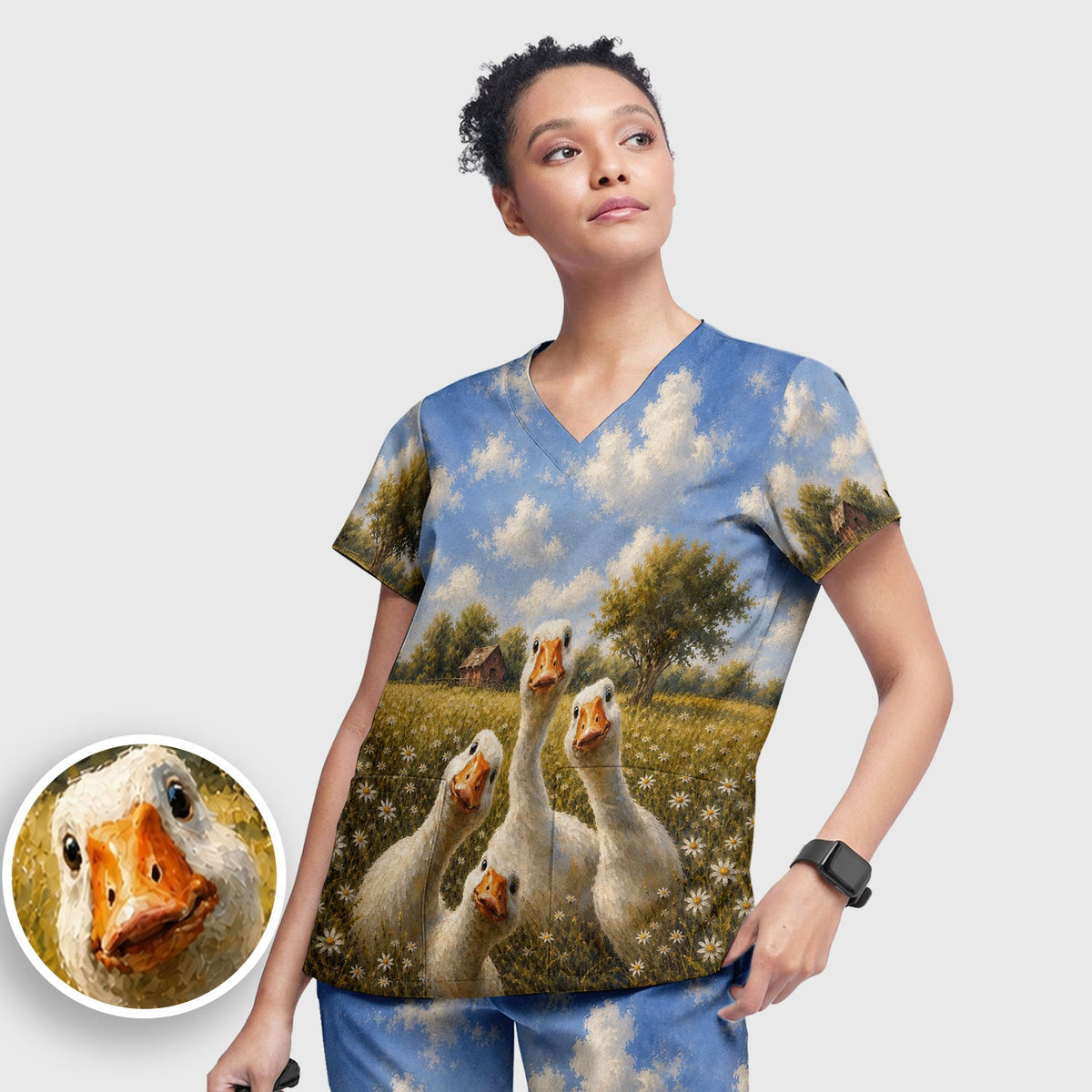 Farmhouse Goose Meadow Nurse Scrub Set