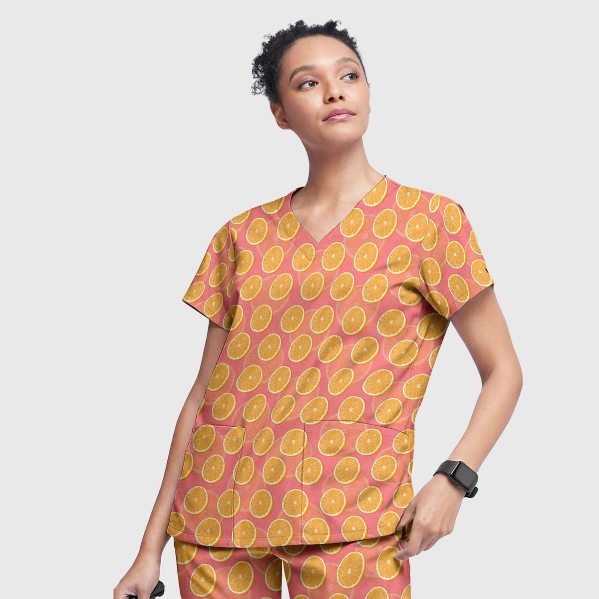 Fresh Orange Slice Nurse Scrub Set