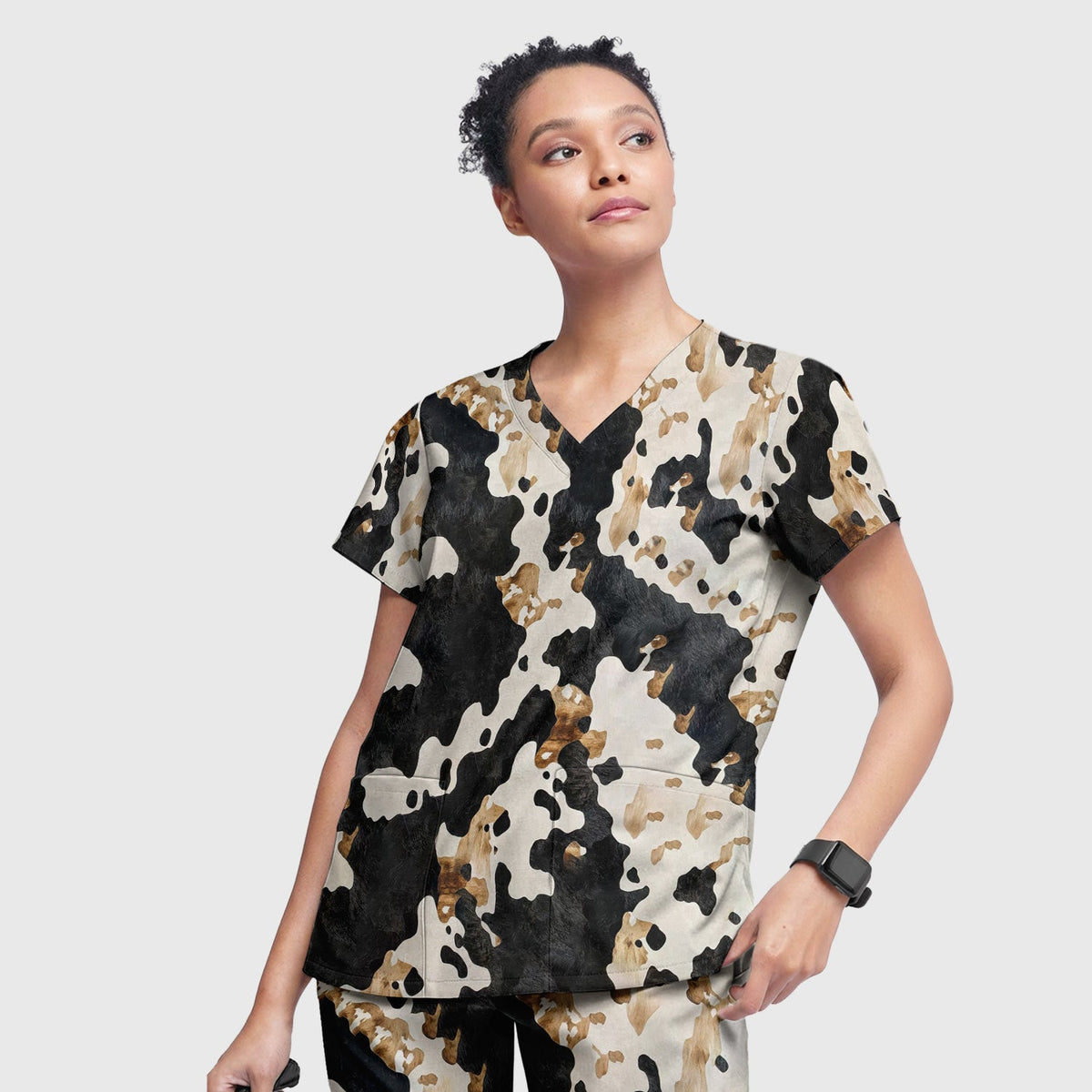 Classic Cow Print Nurse Scrub Set