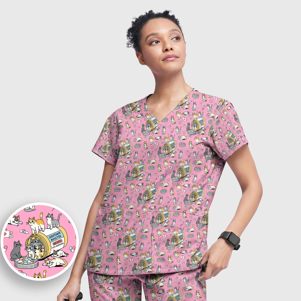 Cat Serotonin Booster Nurse Scrub Set