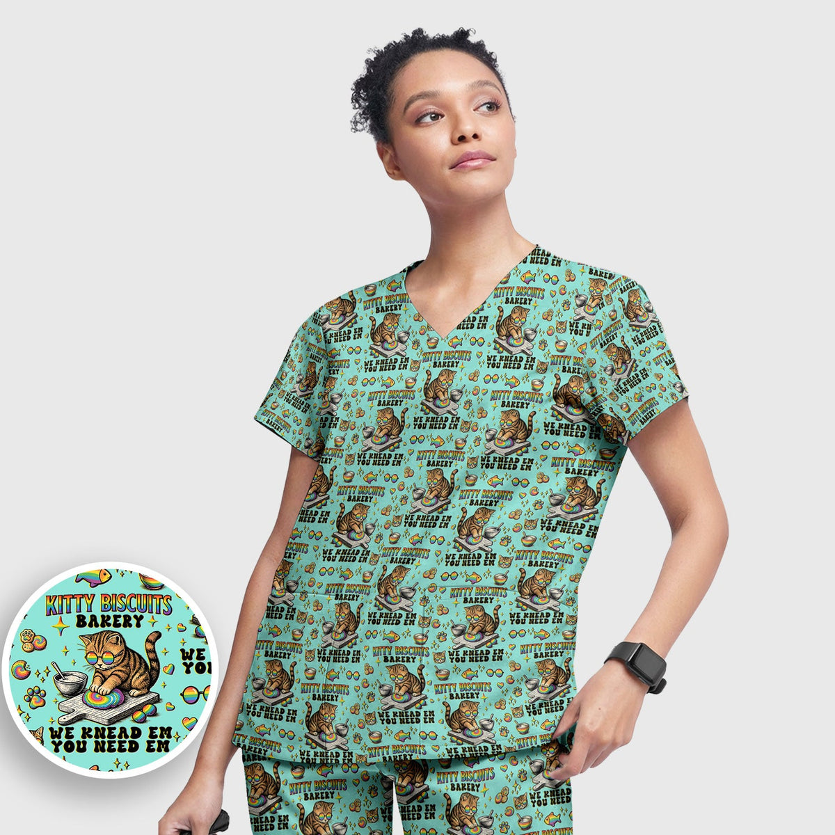 Pride Nurse Cat Baking Scrub Set