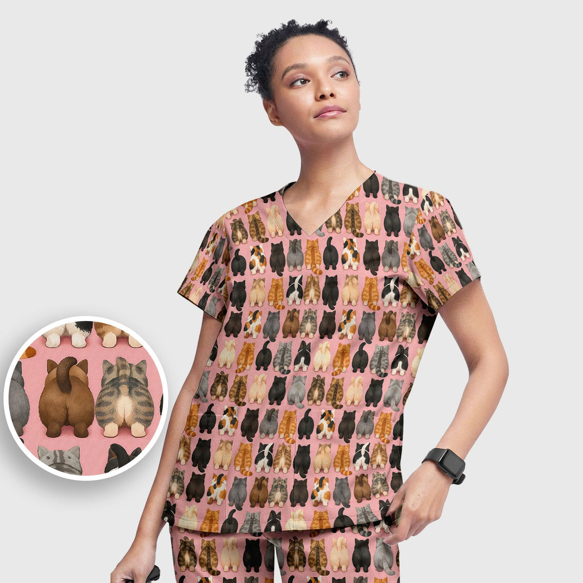 Cats Back View Nurse Scrub Set