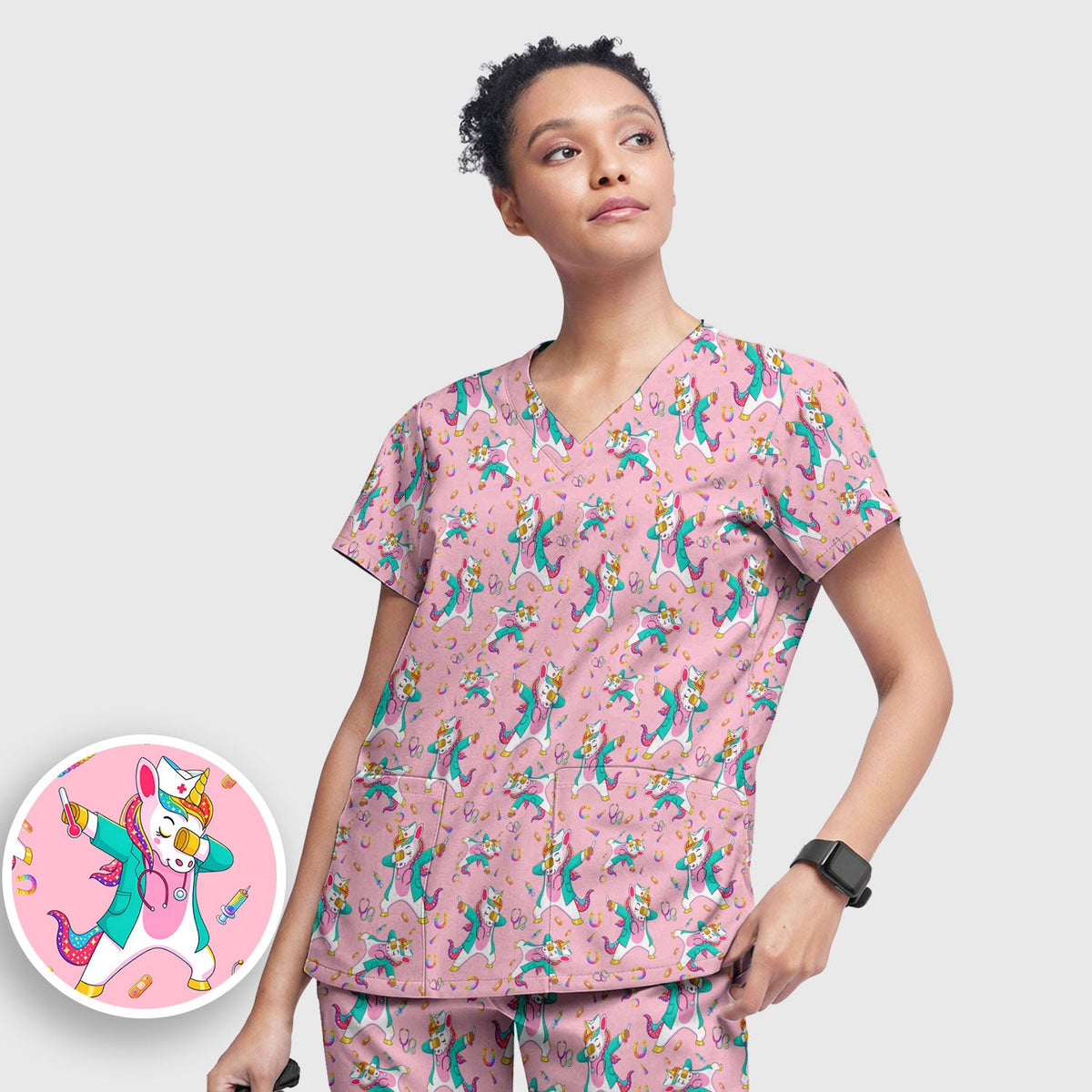 Unicorn Dance Nurse Scrub Set