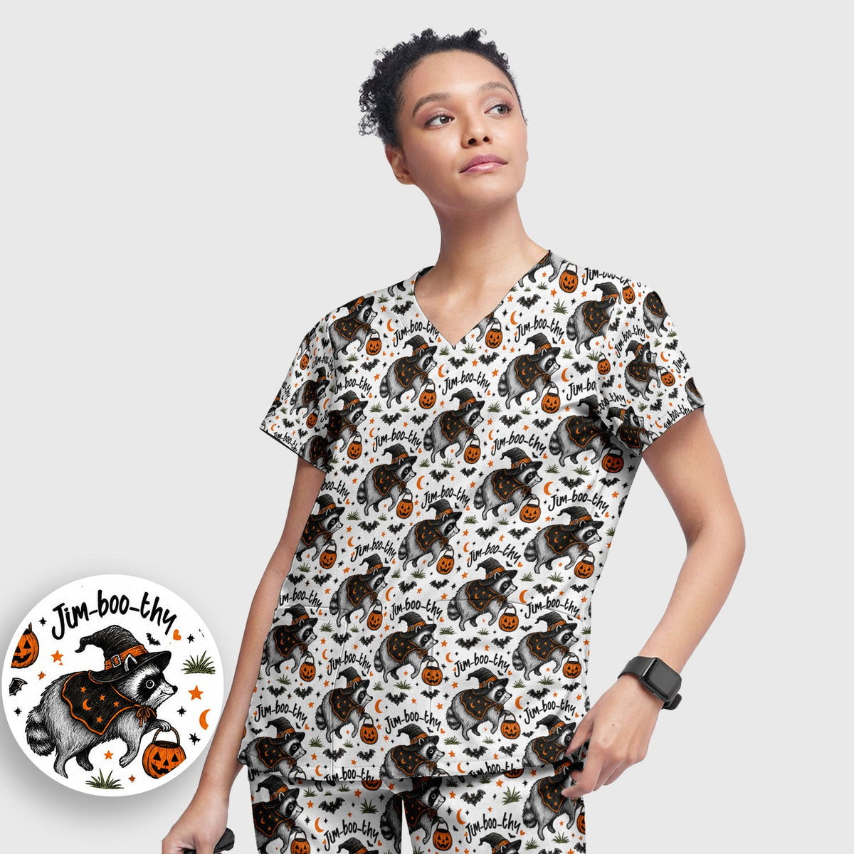 Jim Boo Thy Raccoon Nurse Scrub Set