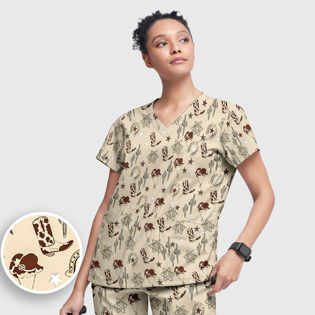 Cowboy Hats & Boots Nurse Scrub Set