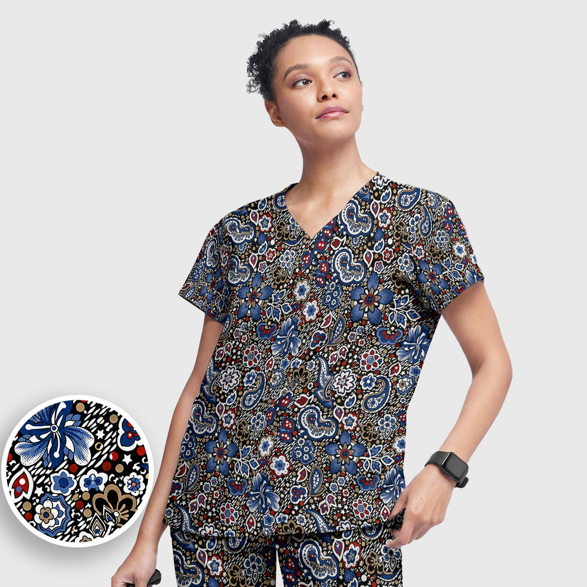 Classic Paisley Floral Nurse Scrub Set