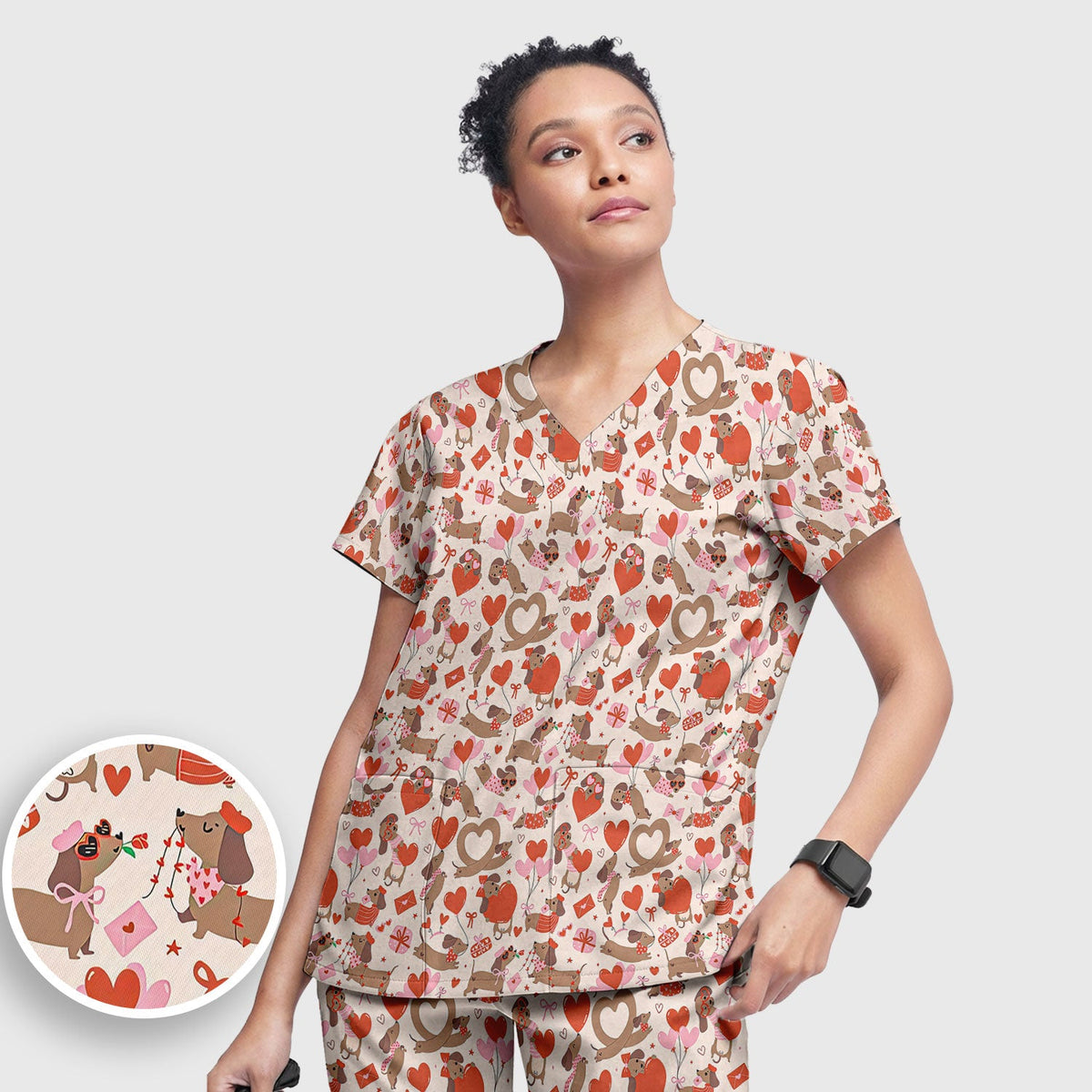 Dachshund Nurse Scrub Set - Valentines Day Gift