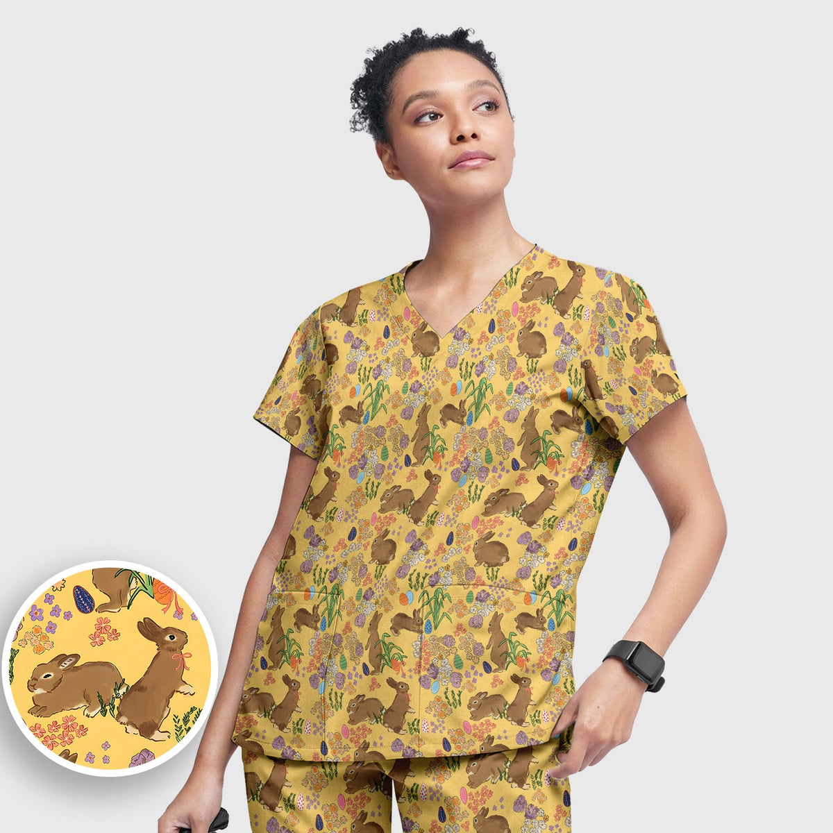 Easter Bunny Nurse Scrub Set