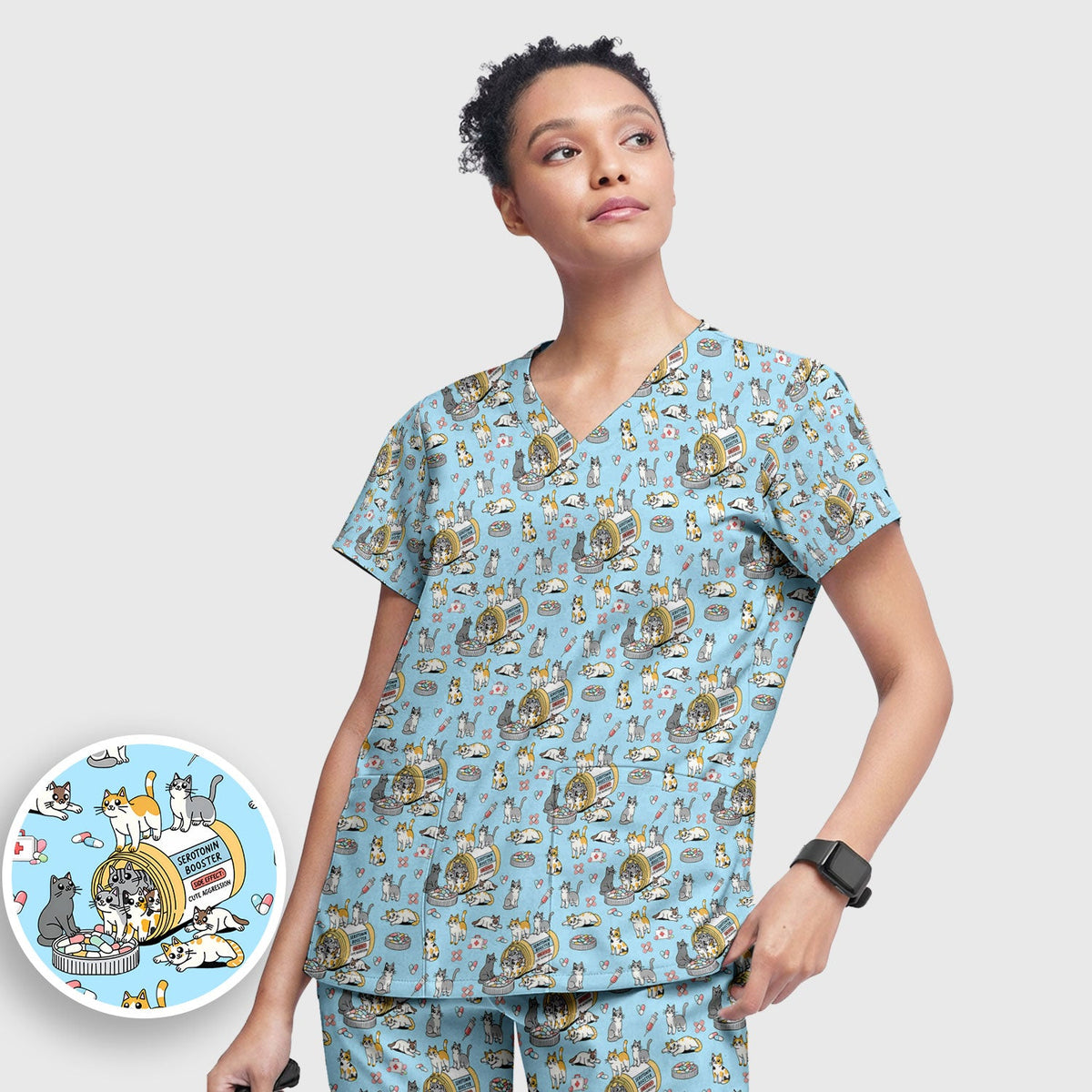 Cat Serotonin Booster Nurse Scrub Set