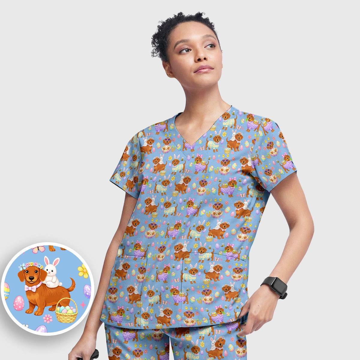 Easter Dachshund Nurse Scrub Set