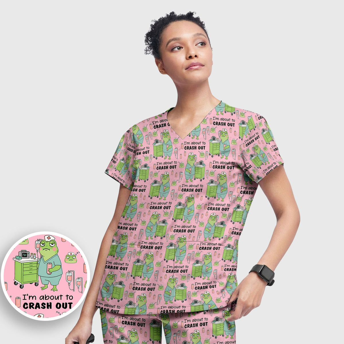 Crash Out Frog Nurse Scrub Set