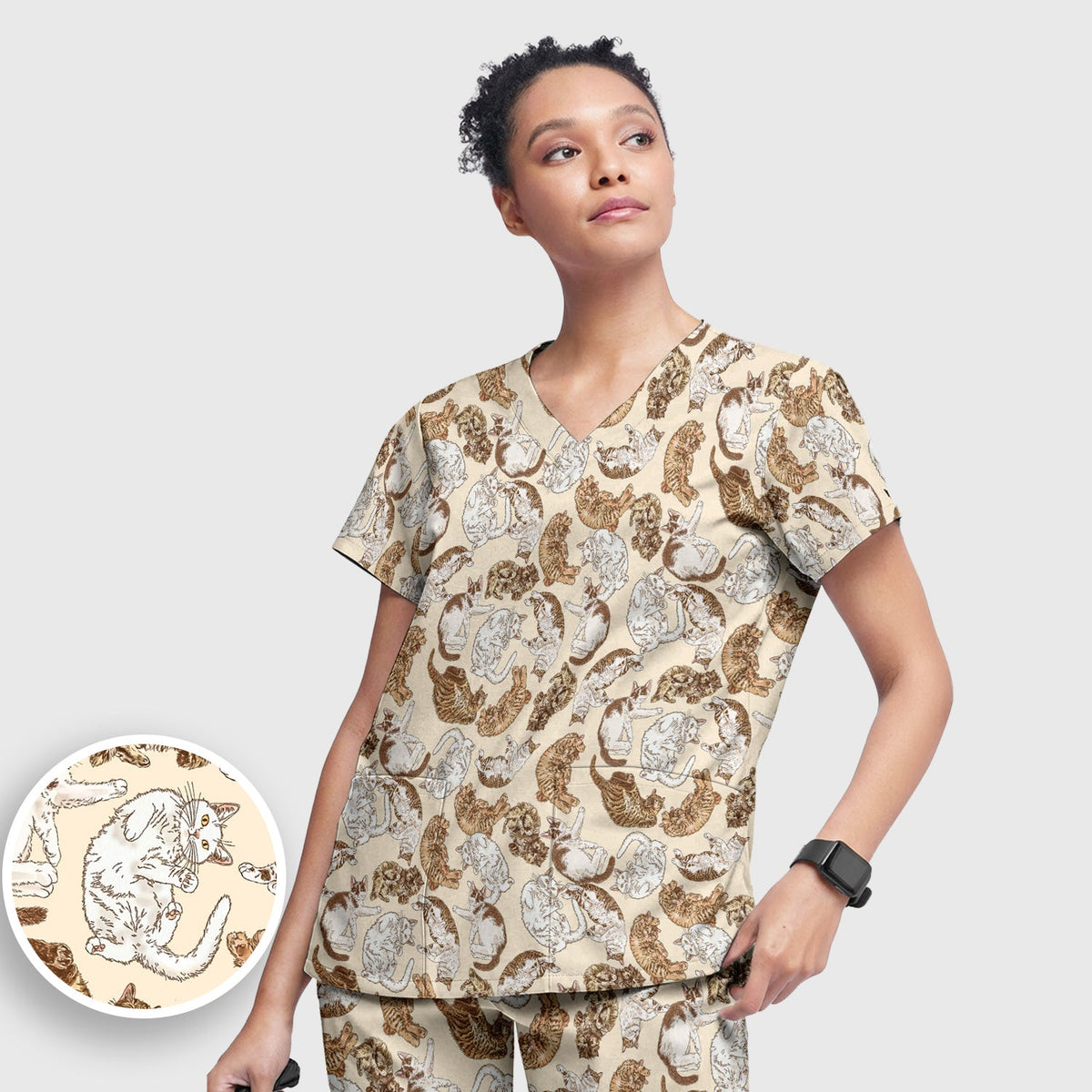Lazy Cat Nap Nurse Scrub Set
