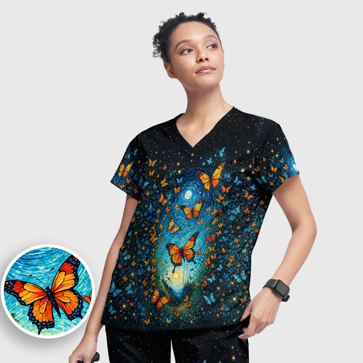 Moonlit Butterfly Nurse Scrub Set