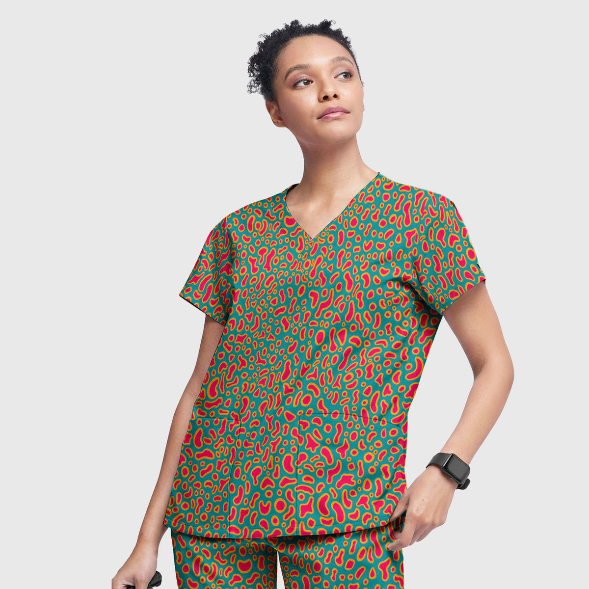 Colorful Abstract Leopard Nurse Scrub Set