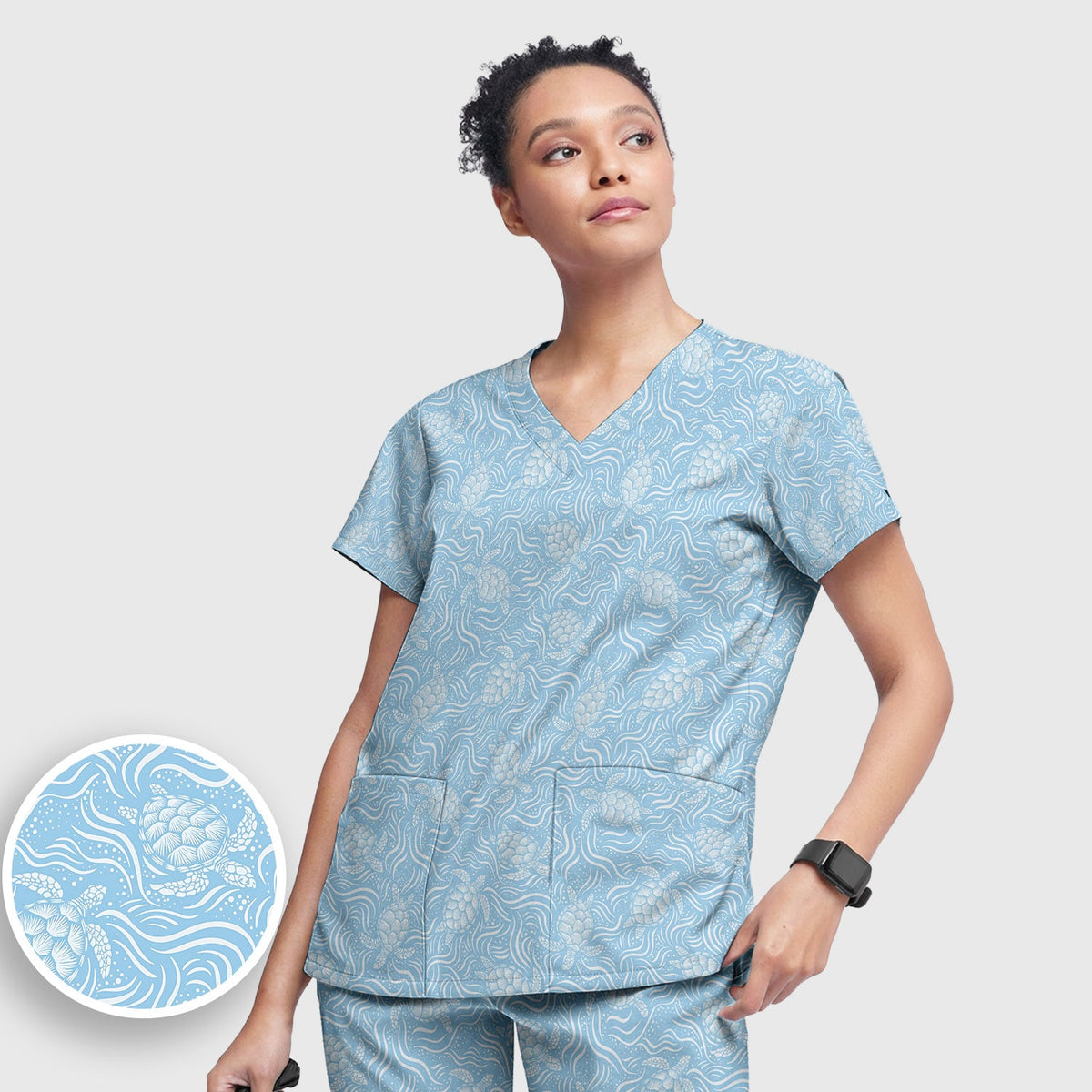 Ocean Sea Turtle Waves Nurse Scrub Set