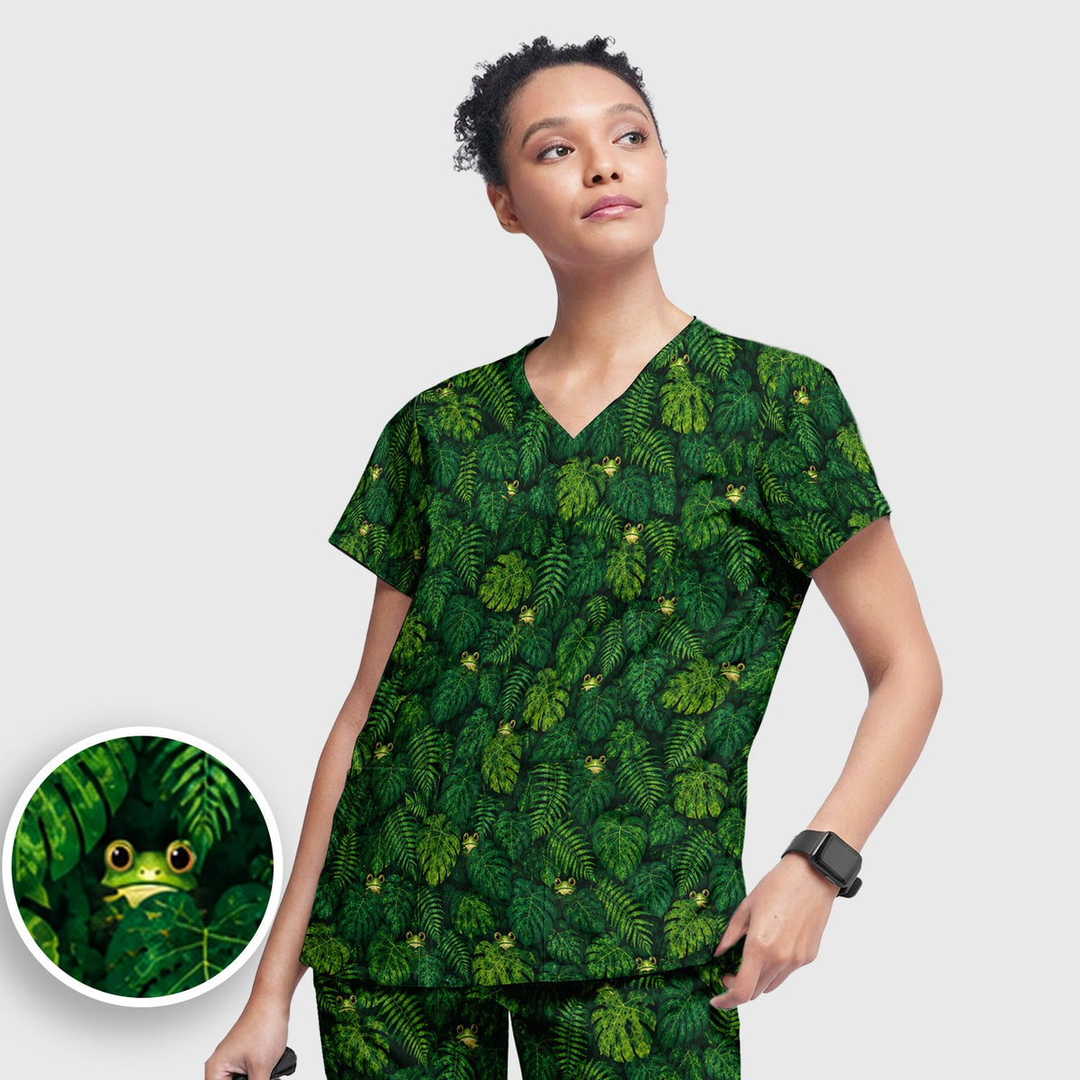 Hidden Frog Jungle Nurse Scrub Set