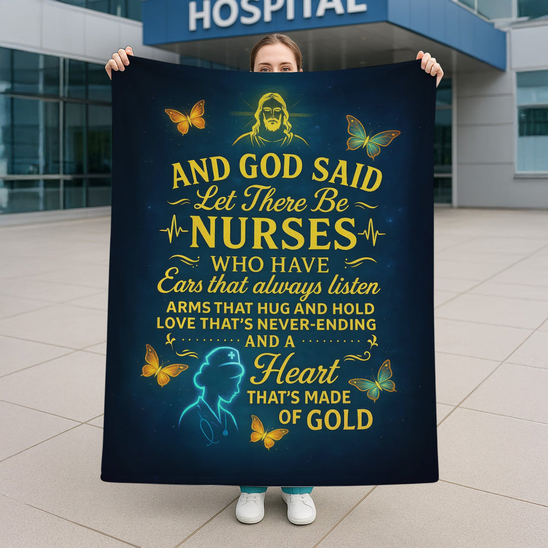 Personalized Heart Made Of Gold Nurse Blanket