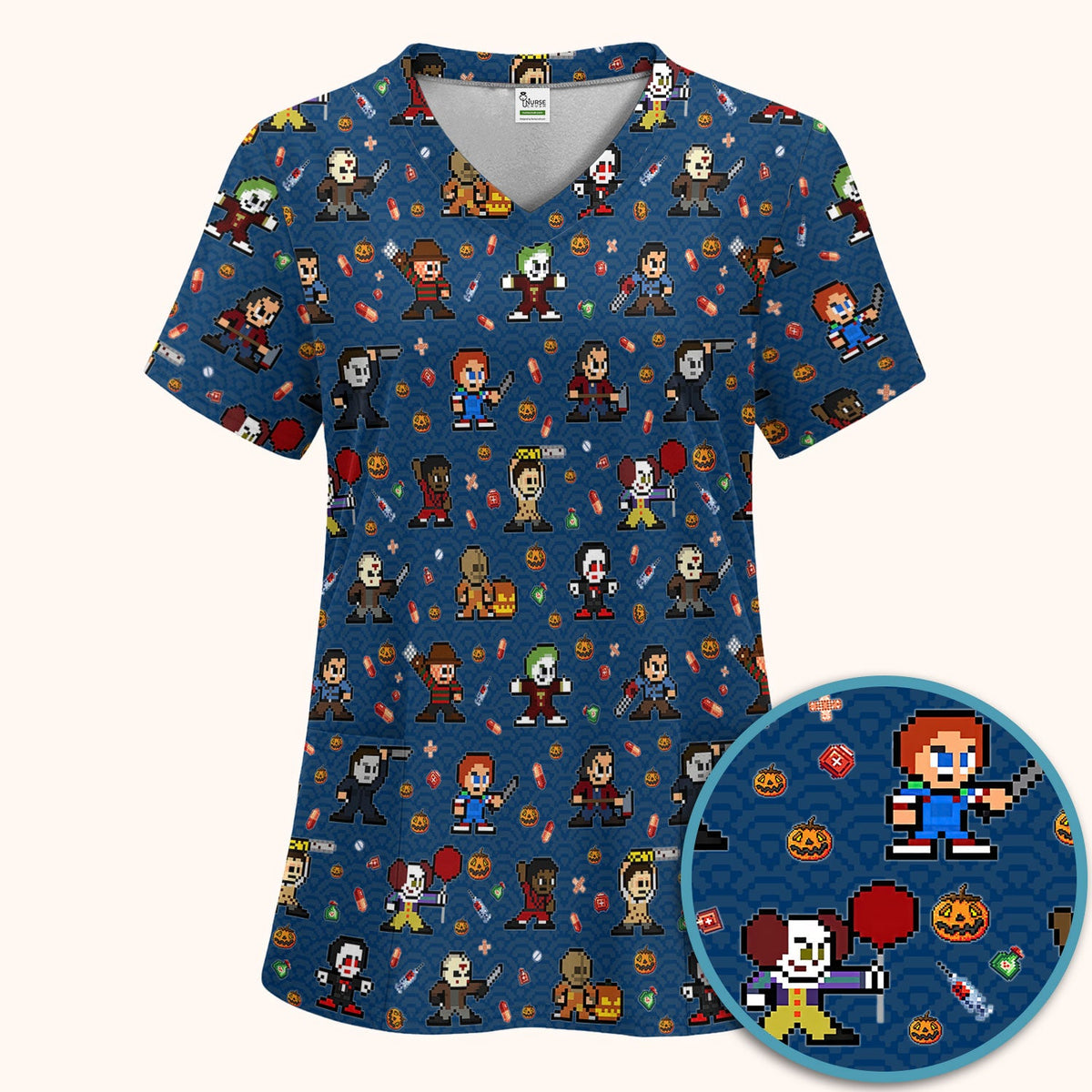 Scary Character Nurse Scrub Set - Halloween Gift