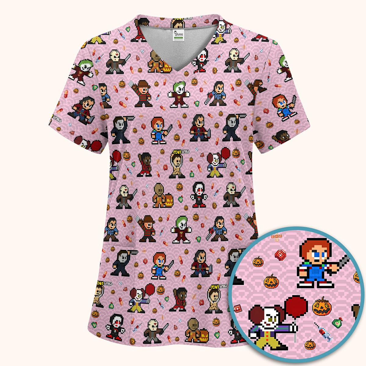 Scary Character Nurse Scrub Set - Halloween Gift