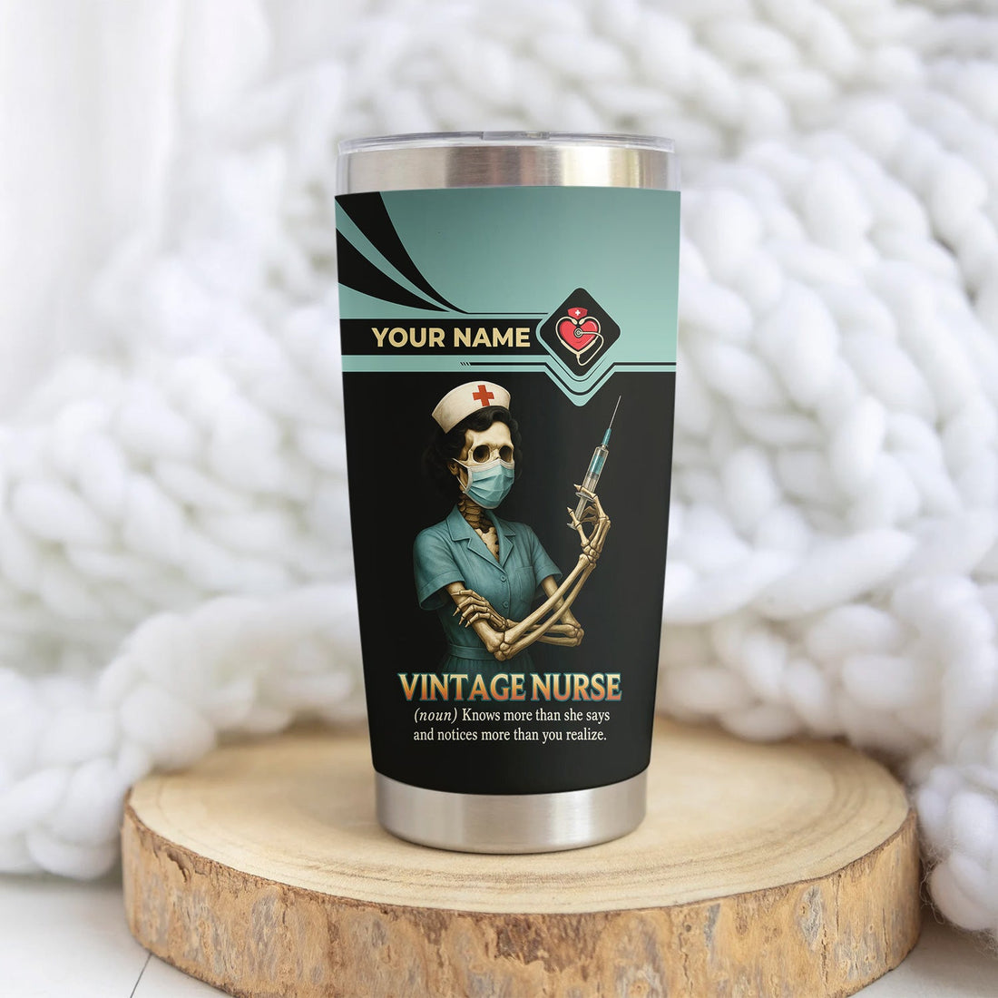 Personalized Badass Skeleton Nurse Tumbler
