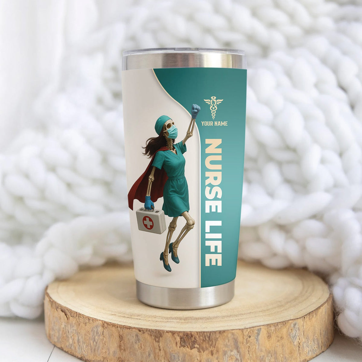 Personalized Superhero Skeleton Nurse Tumbler