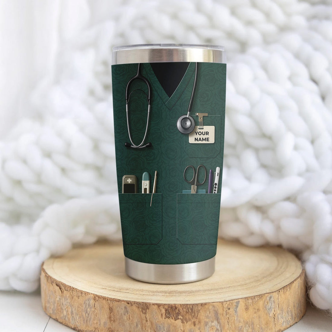 Personalized Green Scrubs Medical Tools Nurse Tumbler