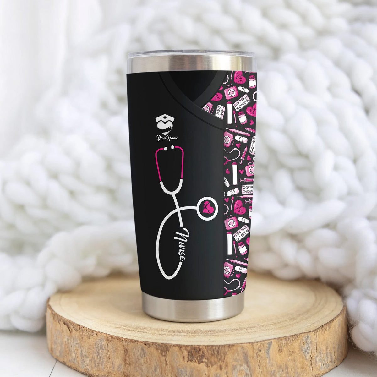 Personalized Stethoscope Medical Icons Nurse Tumbler