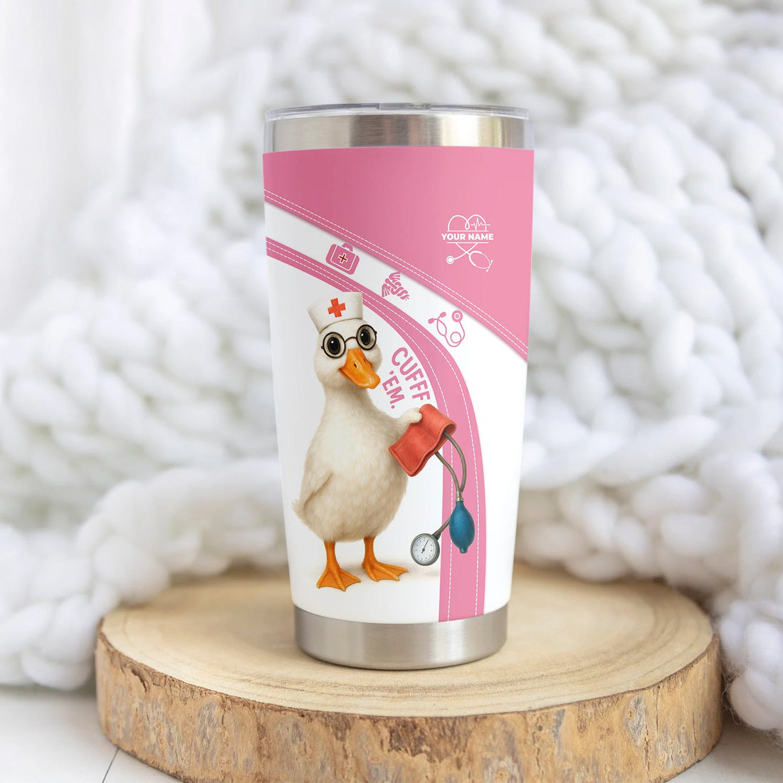 Personalized Duck Cartoon Nurse Tumbler