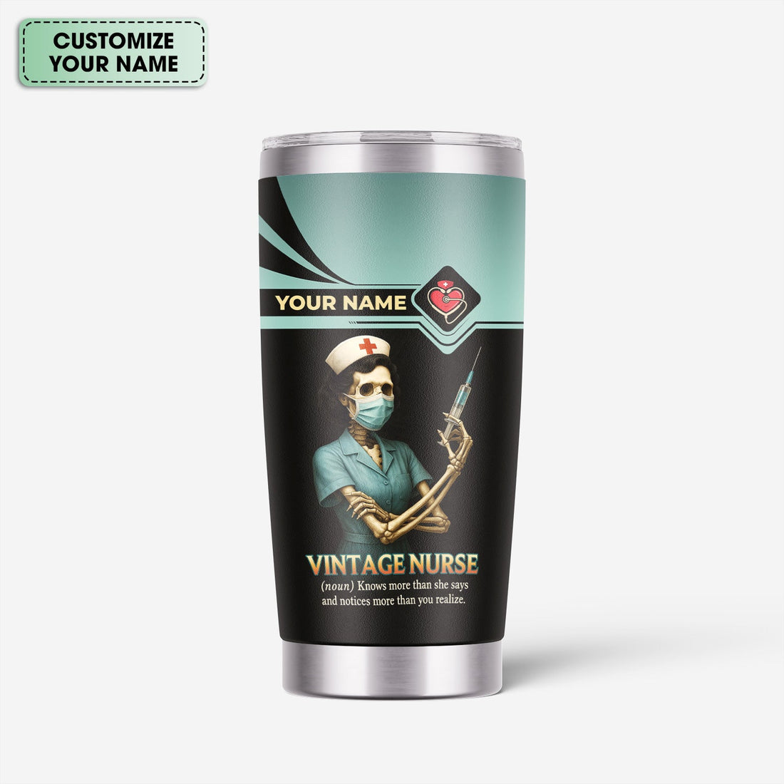 Personalized Badass Skeleton Nurse Tumbler