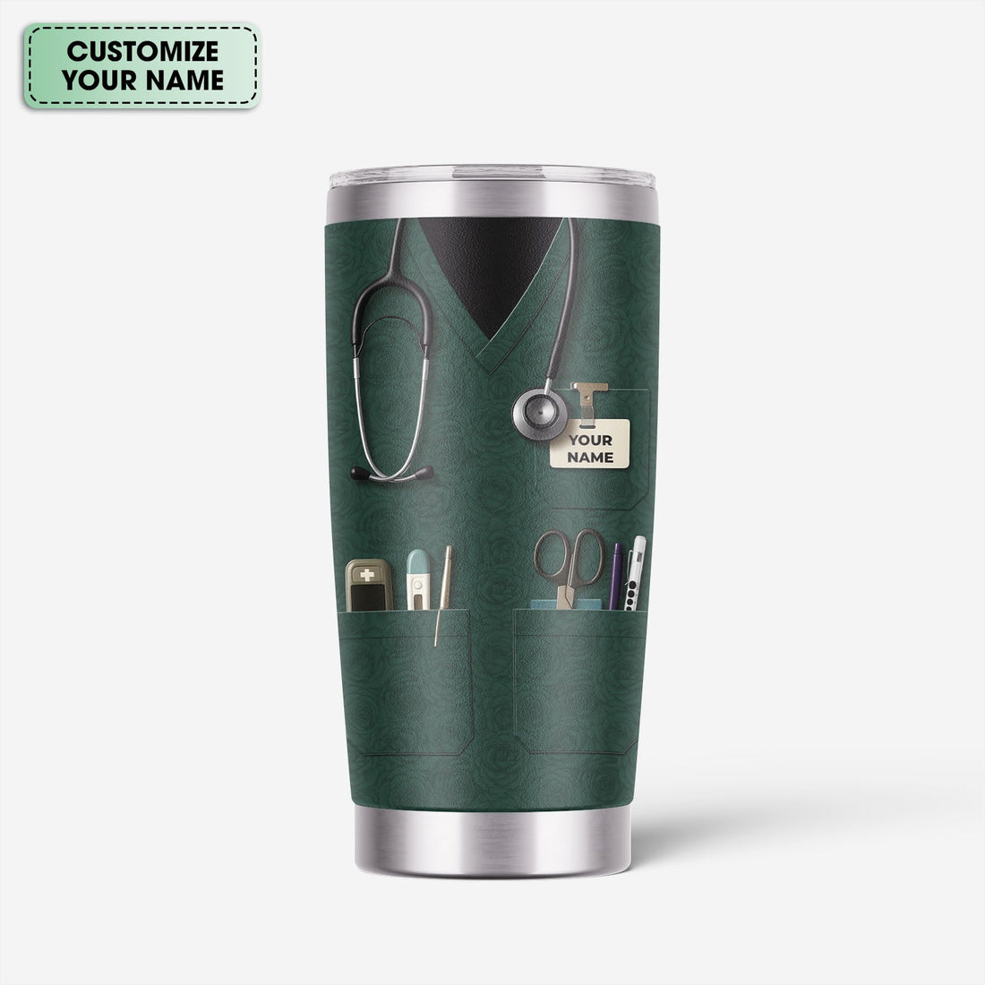 Personalized Green Scrubs Medical Tools Nurse Tumbler