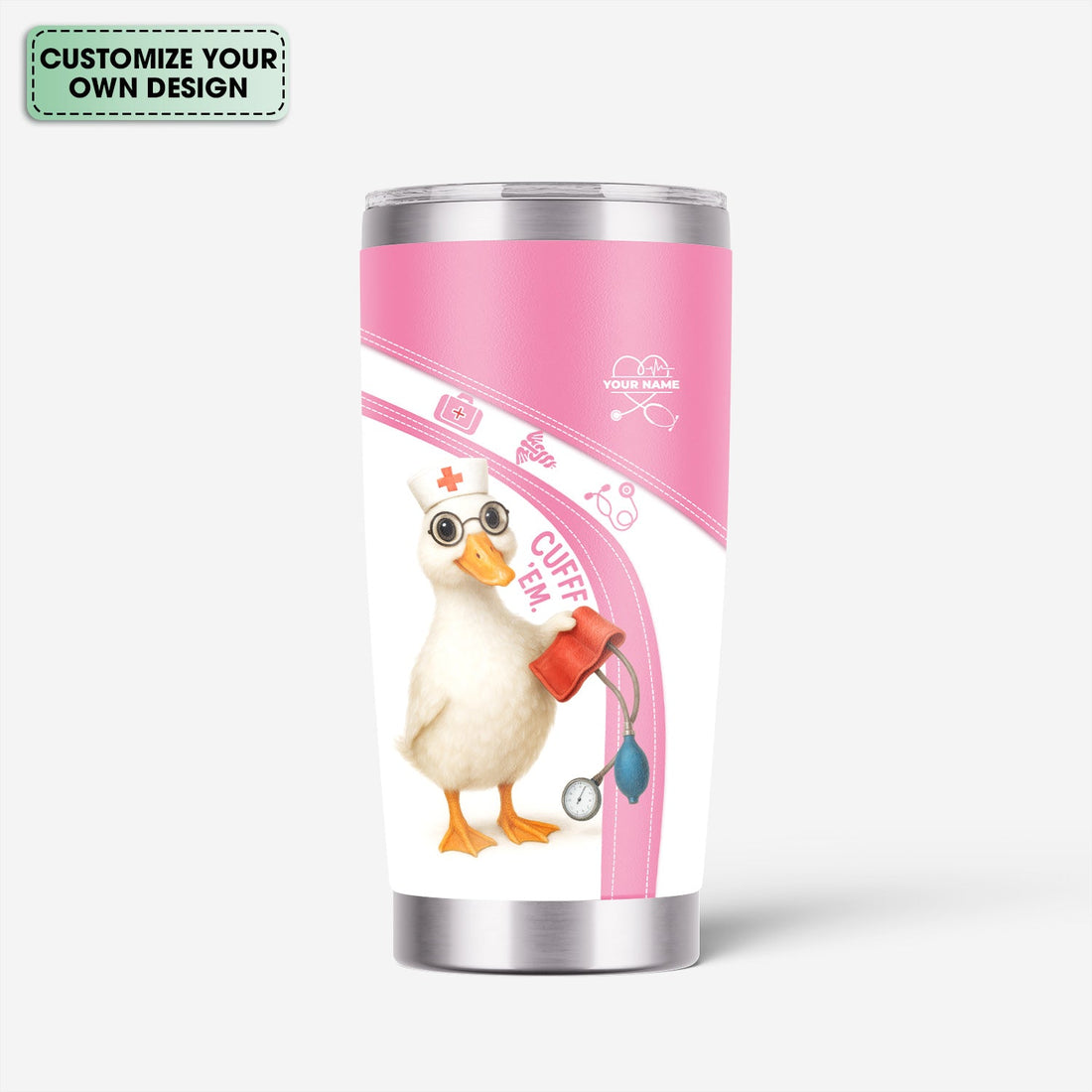 Personalized Duck Cartoon Nurse Tumbler