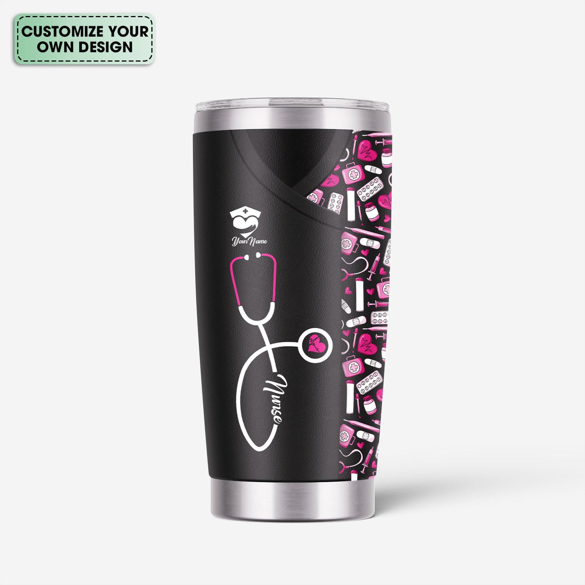 Personalized Stethoscope Medical Icons Nurse Tumbler