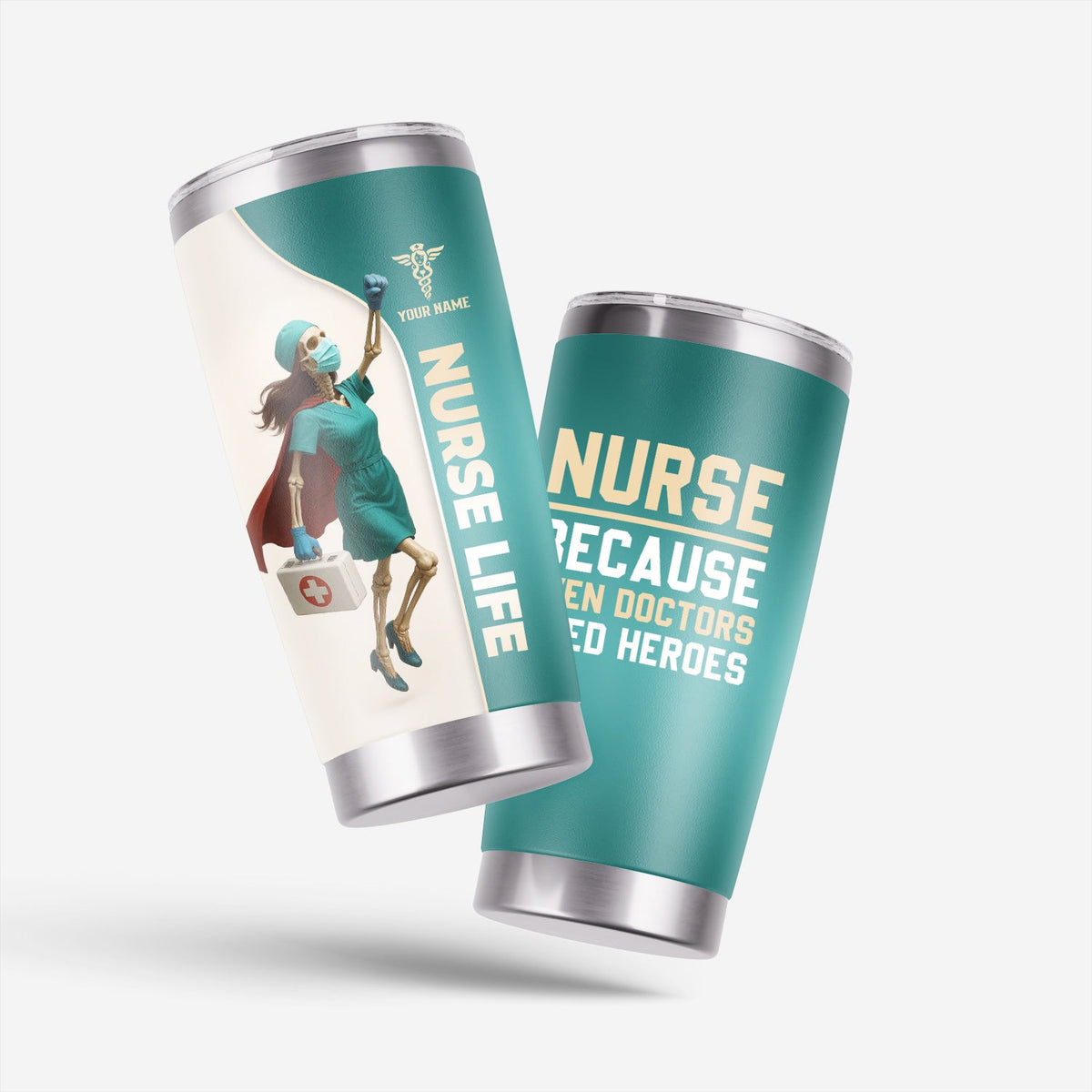 Personalized Superhero Skeleton Nurse Tumbler
