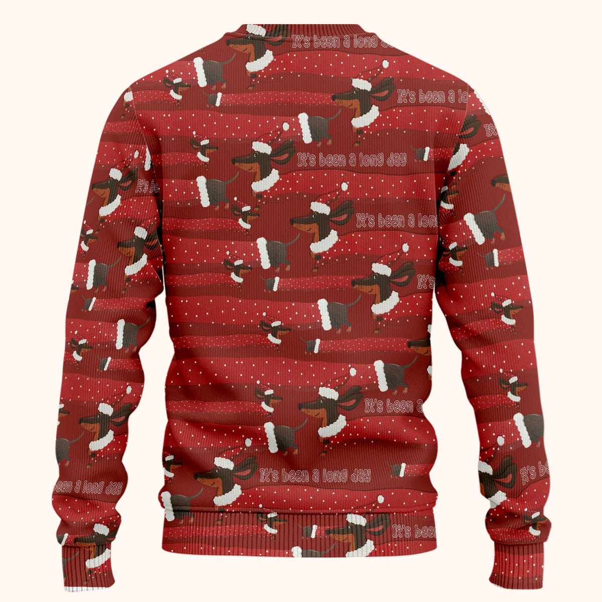 Funny Dachshund Christmas Scrub Set - It's Been a Long Day - Cute Wiener Dog Scrubs Pants and V Neck Top - Medical Uniform for Women