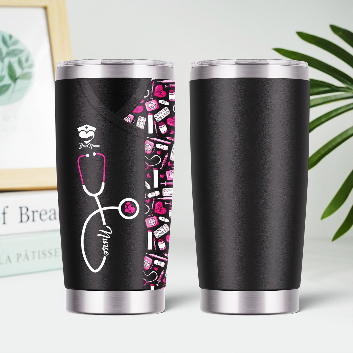 Personalized Stethoscope Medical Icons Nurse Tumbler