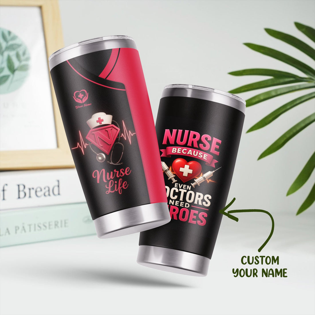 Personalized Superhero Heartbeat Nurse Tumbler