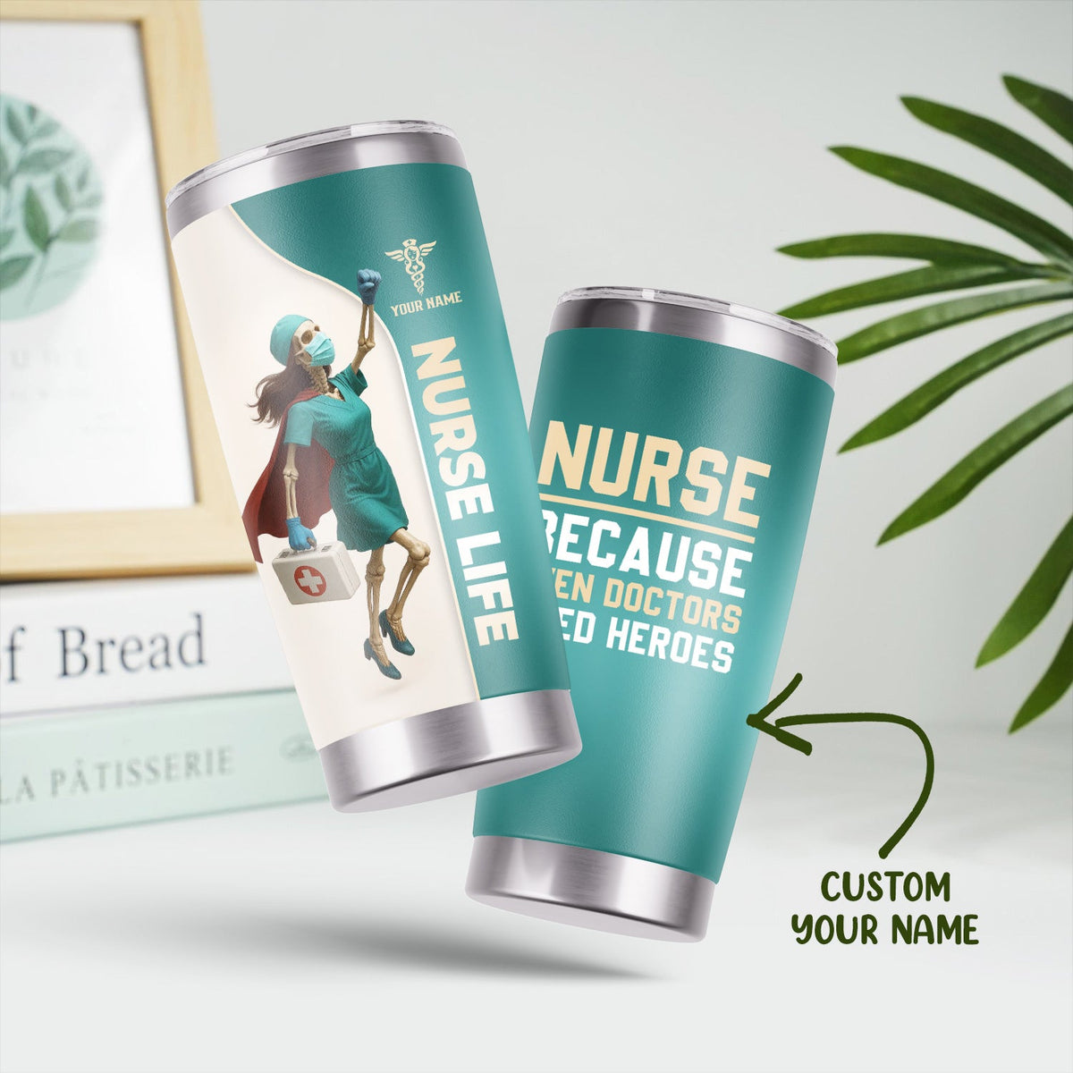 Personalized Superhero Skeleton Nurse Tumbler