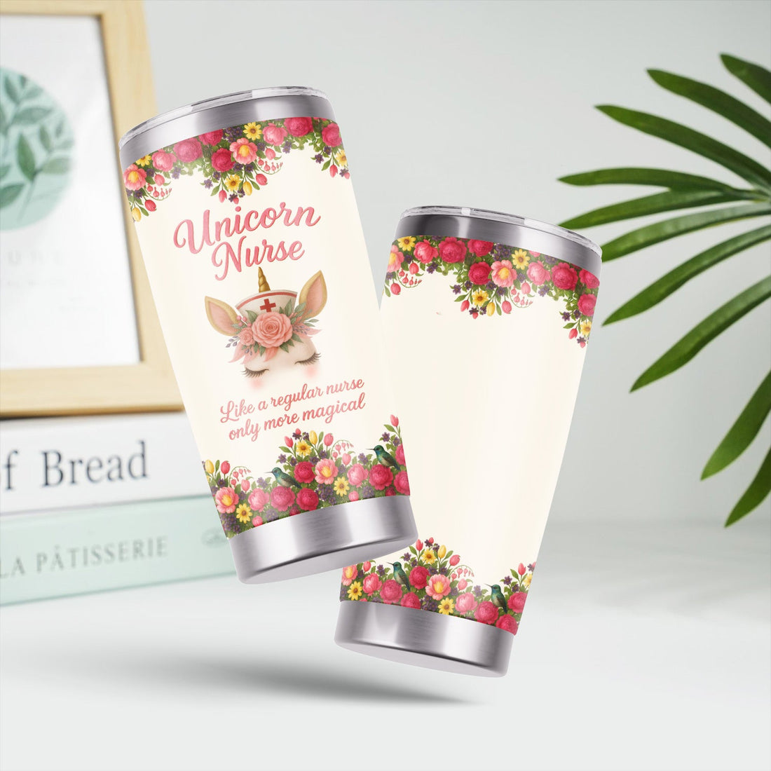 Personalized Magical Unicorn Floral Nurse Tumbler