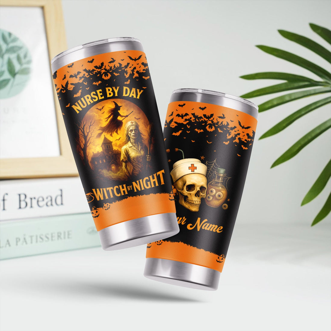 Personalized Halloween Witch Day Night Nurse Tumbler