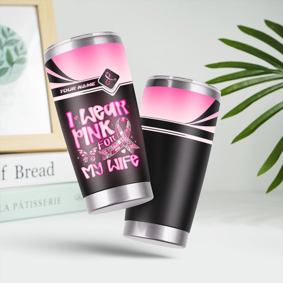 Personalized Breast Cancer Pink Ribbon Nurse Tumbler