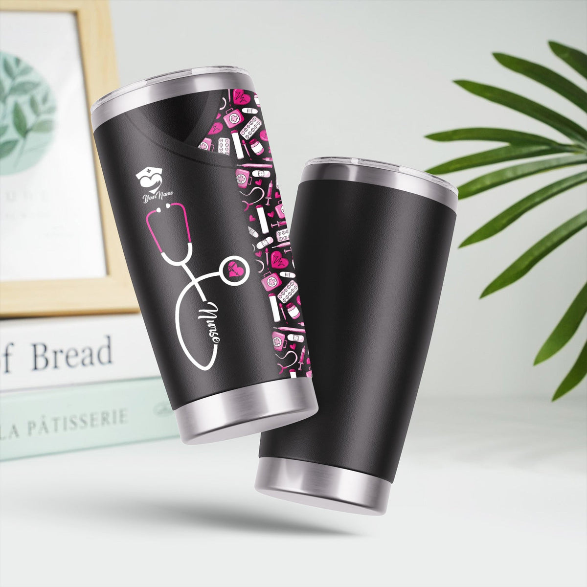 Personalized Stethoscope Medical Icons Nurse Tumbler